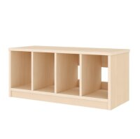 Garderobenbank Sockel 80 cm, 4 Plätze, schräg