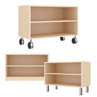 Regalschrank mit Sockel, Füßen oder Rollen