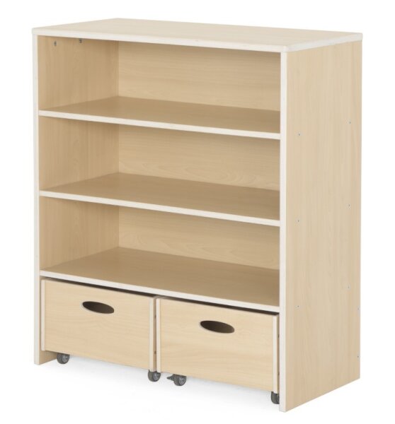 Regalschrank mit Rollkästen, schräg