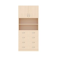 Regalschrank mit Türen und Schubladen, frontal