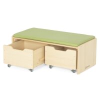Sitzbank mit 2 Rollkästen Seitenansicht