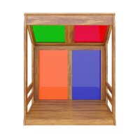 Kleines Regenbogenhaus mit Kissen