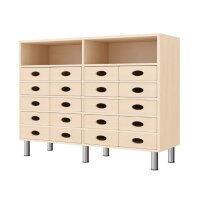 Regalschrank, 20 Materialkästen, Stellfüße