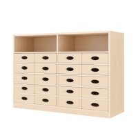 Regalschrank, 20 Materialkästen, Sockel