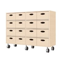 Regalschrank mit 16 Materialkästen, Rollen