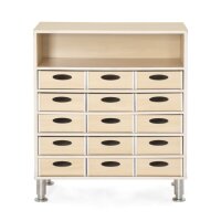 Regalschrank mit Materialkästen, Stellfüße