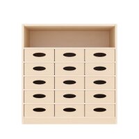 Regalschrank mit Materialkästen, Rolle, von vorne