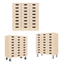 Regalschrank mit 24 Materialkästen Sockel wählbar