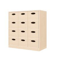 Regalschrank, 12 Materialkästen, Sockel