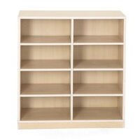 Regalschrank mit 8 Fächern, Sockel, von vorne